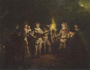 Jean antoine Watteau Die italienische Komodie oil painting reproduction